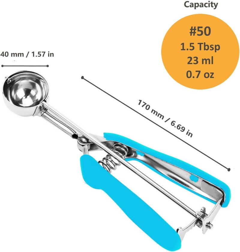 LLESCA Cookie Scoop, Ice Cream Scoop, 1.5 Tbsp/ 23ml/ 0.7 oz Cookie Scoops for Baking, 18/8 Stainless Steel Cookie Scooper for Baking, Cookie Dough Scoop, Ice Cream Scooper with Trigger Release (Blue) - Image 5